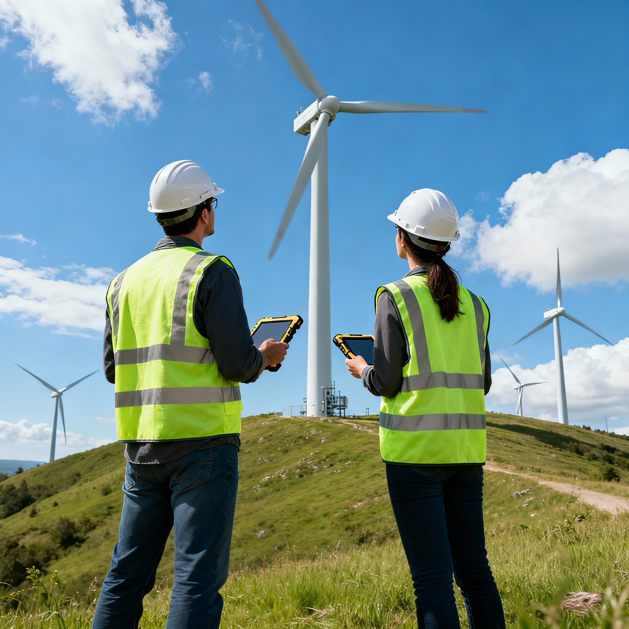 Wind turbine inspection checklist with technician