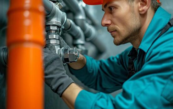 Professional inspecting plumbing pipes and fixtures
